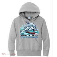 Dolphin Swimming Sports Fan Cartoon Style Kids Hoodie thumb 0