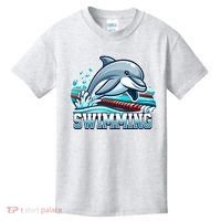 Dolphin Swimming Sports Fan Cartoon Style Kids T-Shirt thumb 0