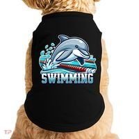 Dolphin Swimming Sports Fan Cartoon Style Doggie Tank thumb 0