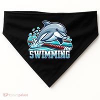 Dolphin Swimming Sports Fan Cartoon Style USA-Made Doggie Bandana thumb 0