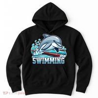 Dolphin Swimming Sports Fan Cartoon Style Hoodie thumb 0
