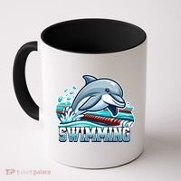 Dolphin Swimming Sports Fan Cartoon Style Coffee Mug thumb 0