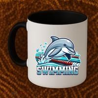 Dolphin Swimming Sports Fan Cartoon Style Coffee Mug thumb 2