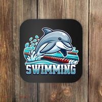 Dolphin Swimming Sports Fan Cartoon Style Coaster thumb 0