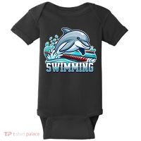 Dolphin Swimming Sports Fan Cartoon Style Baby Bodysuit thumb 0