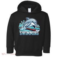 Dolphin Swimming Sports Fan Cartoon Style Toddler Hoodie thumb 0