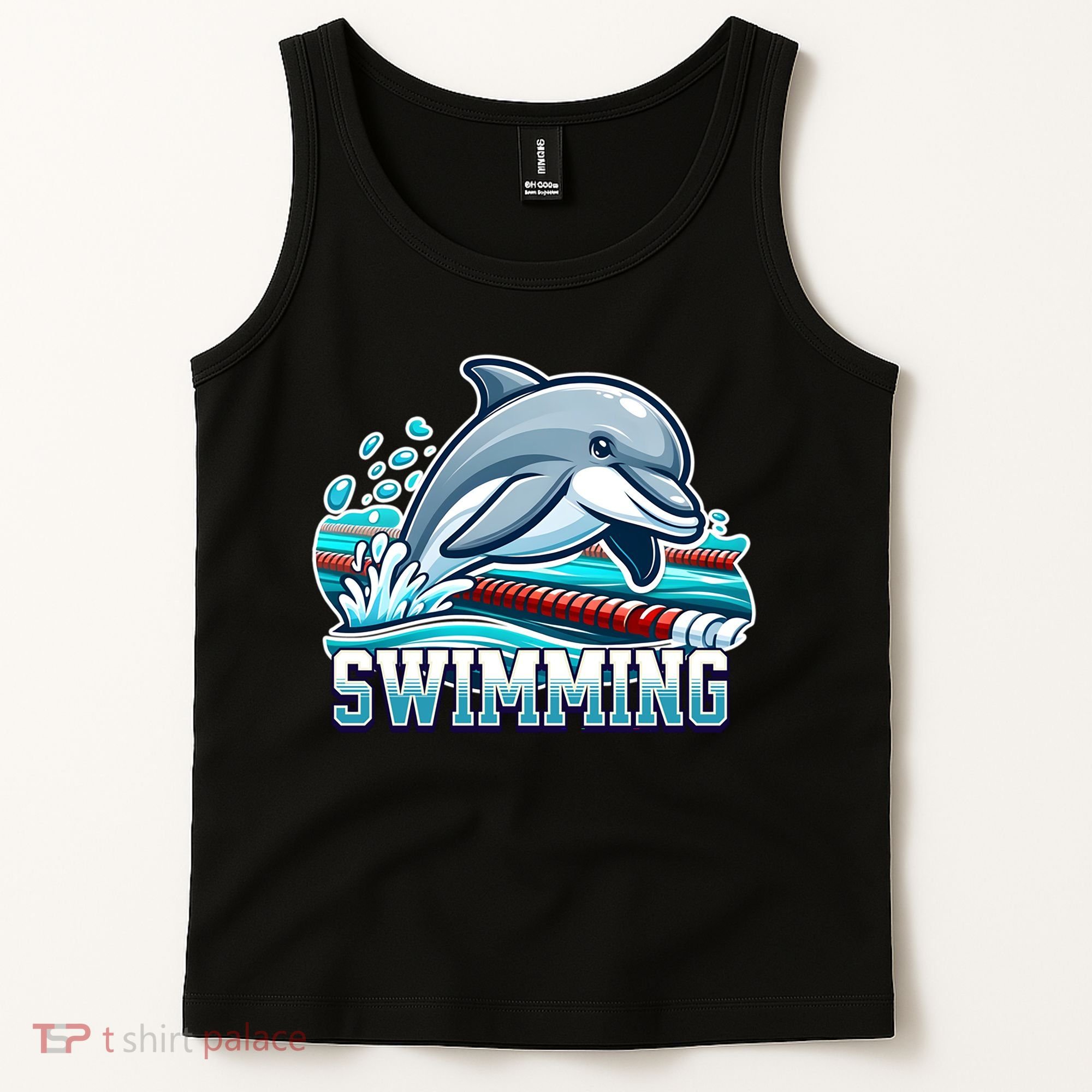 Dolphin Swimming Sports Fan Cartoon Style Tank Top