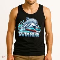 Dolphin Swimming Sports Fan Cartoon Style Tank Top thumb 3