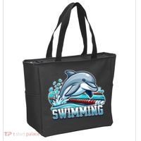 Dolphin Swimming Sports Fan Cartoon Style Tote Bag thumb 2