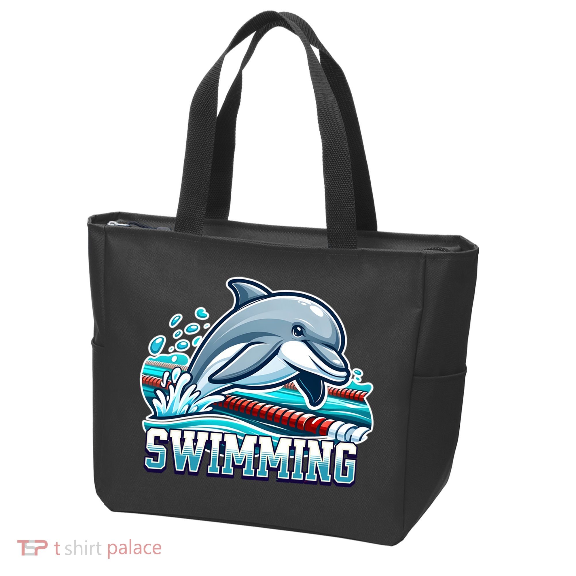 Dolphin Swimming Sports Fan Cartoon Style Tote Bag