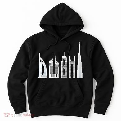 Dubai Skyline Souvenir Famous Buildings Typography Hoodie