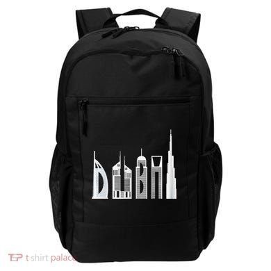 Dubai Skyline Souvenir Famous Buildings Typography Backpack
