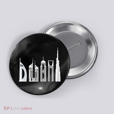Dubai Skyline Souvenir Famous Buildings Typography Button