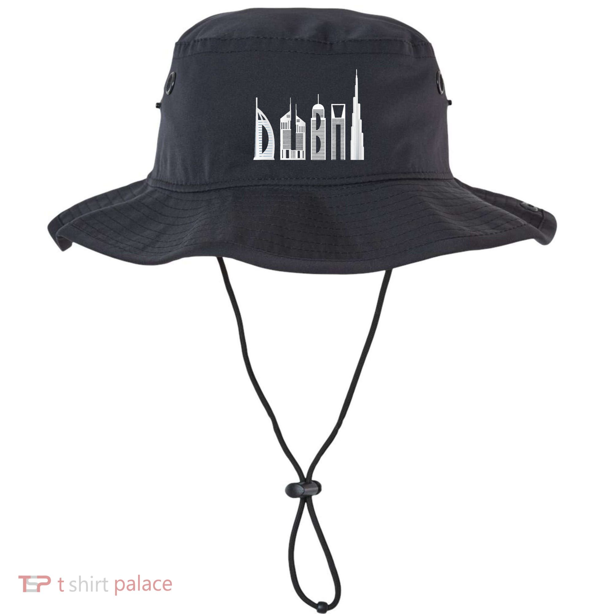 Dubai Skyline Souvenir Famous Buildings Typography Bucket Hat