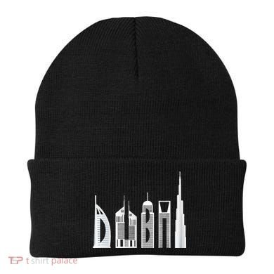 Dubai Skyline Souvenir Famous Buildings Typography Beanie