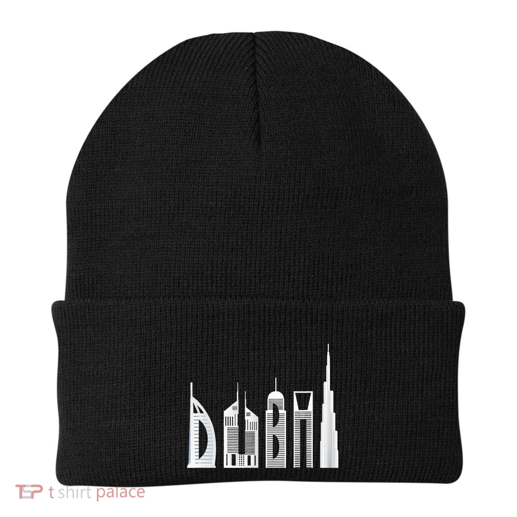 Dubai Skyline Souvenir Famous Buildings Typography Beanie