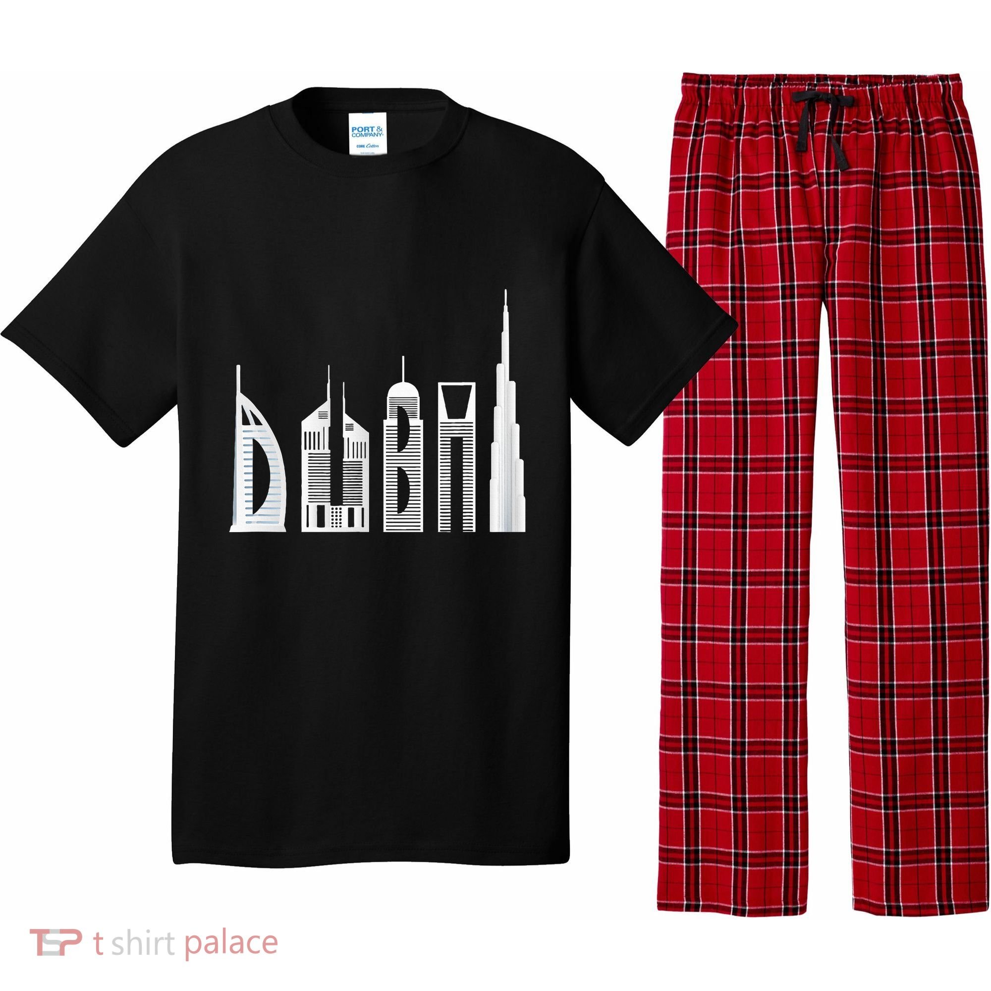 Dubai Skyline Souvenir Famous Buildings Typography Pajama Set
