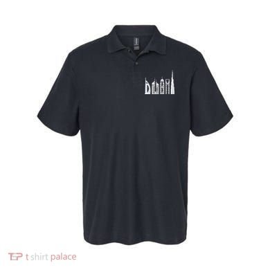 Dubai Skyline Souvenir Famous Buildings Typography Polo