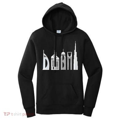 Dubai Skyline Souvenir Famous Buildings Typography Women's Hoodie