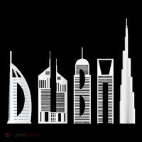 Dubai Skyline Souvenir Famous Buildings Typography Ornament thumb 1