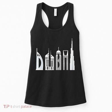 Dubai Skyline Souvenir Famous Buildings Typography Women's Tank Top