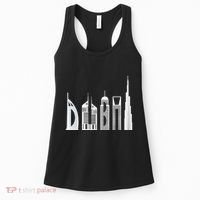 Dubai Skyline Souvenir Famous Buildings Typography Women's Tank Top thumb 0
