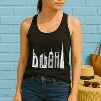 Dubai Skyline Souvenir Famous Buildings Typography Women's Tank Top thumb 2