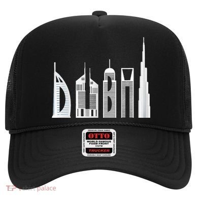 Dubai Skyline Souvenir Famous Buildings Typography Hat