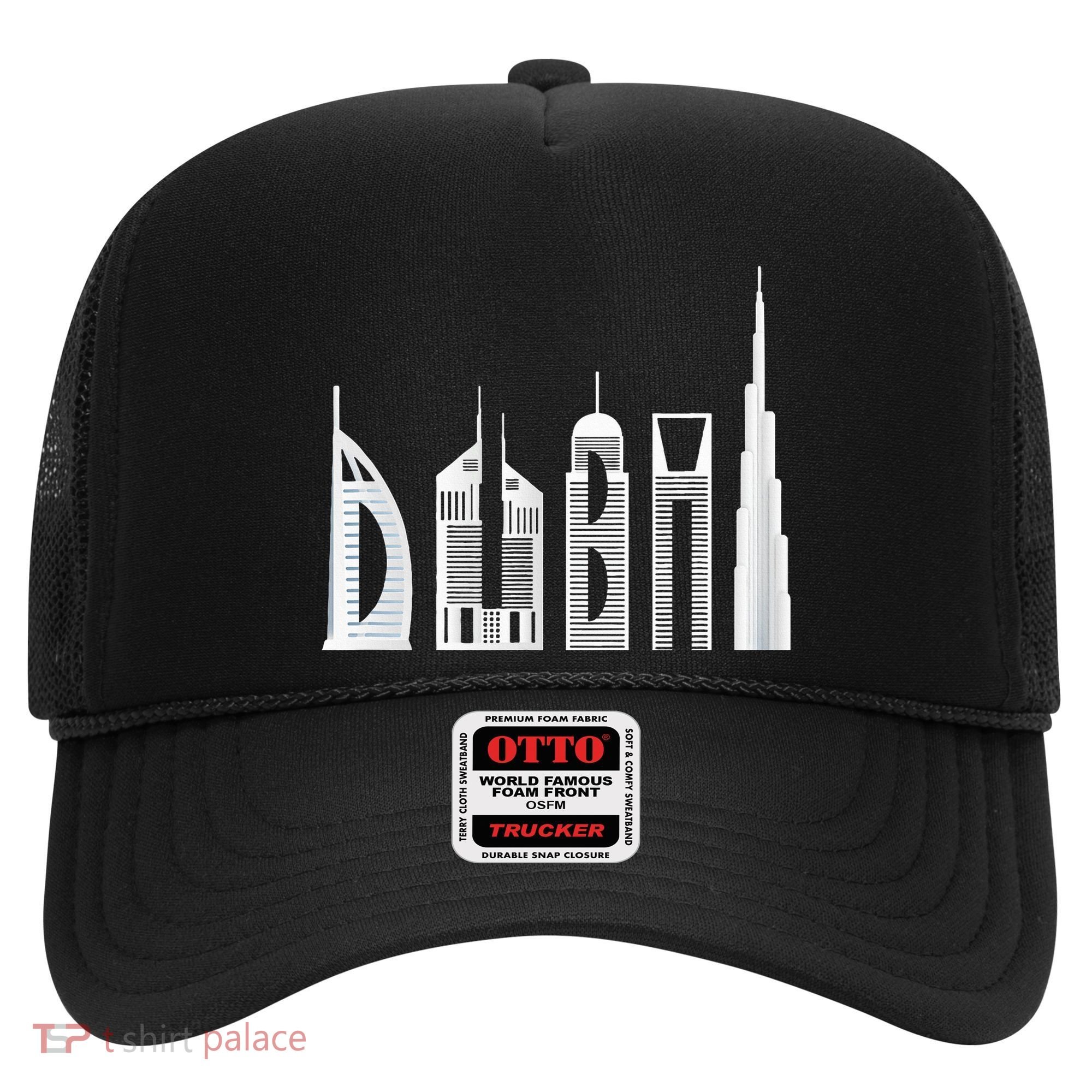 Dubai Skyline Souvenir Famous Buildings Typography Hat