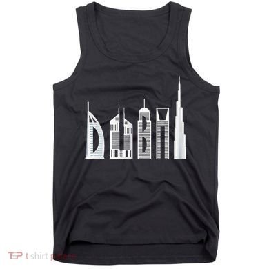 Dubai Skyline Souvenir Famous Buildings Typography Tank Top