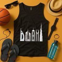 Dubai Skyline Souvenir Famous Buildings Typography Tank Top thumb 4