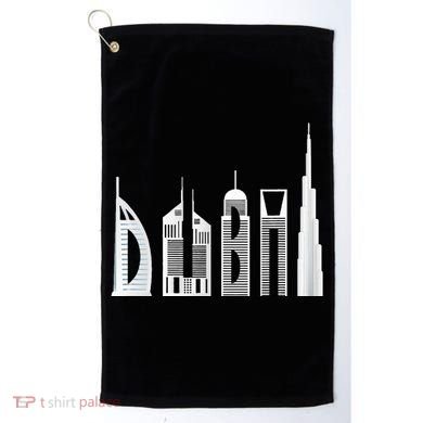 Dubai Skyline Souvenir Famous Buildings Typography Golf Towel