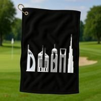 Dubai Skyline Souvenir Famous Buildings Typography Golf Towel thumb 1