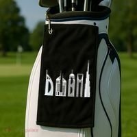 Dubai Skyline Souvenir Famous Buildings Typography Golf Towel thumb 2