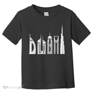 Dubai Skyline Souvenir Famous Buildings Typography Toddler T-Shirt