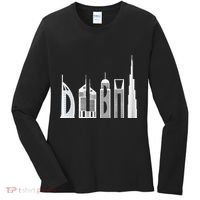 Dubai Skyline Souvenir Famous Buildings Typography Women's Long Sleeve Shirt thumb 0