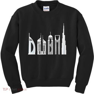 Dubai Skyline Souvenir Famous Buildings Typography Kids Sweatshirt