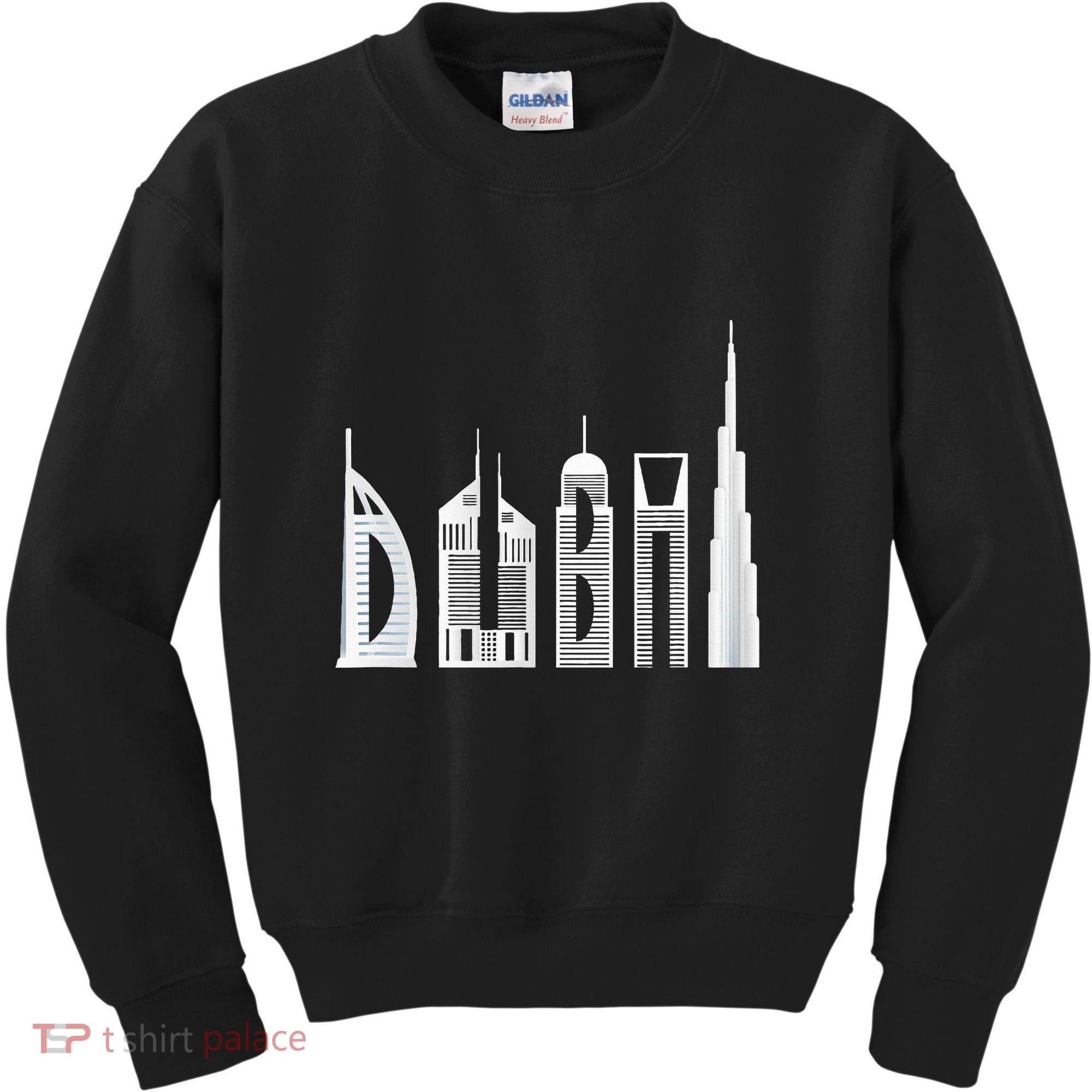Dubai Skyline Souvenir Famous Buildings Typography Kids Sweatshirt