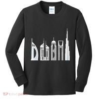 Dubai Skyline Souvenir Famous Buildings Typography Kids Long Sleeve Shirt thumb 0
