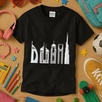 Dubai Skyline Souvenir Famous Buildings Typography Kids T-Shirt thumb 3