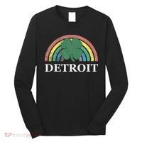 Detroit Shamrock St. Patrick's Day Rainbow Saint Paddy's Long Sleeve Shirt thumb 0