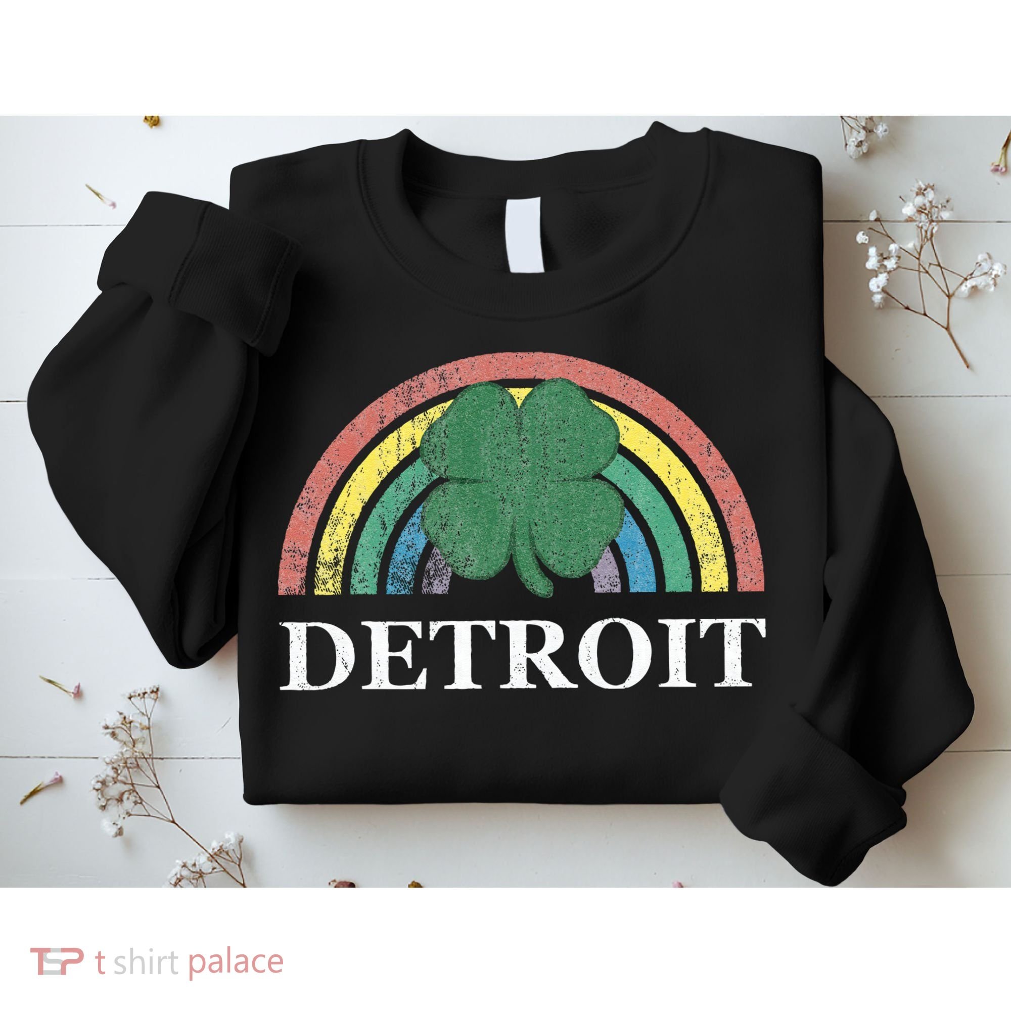 Detroit Shamrock St. Patrick's Day Rainbow Saint Paddy's Sweatshirt
