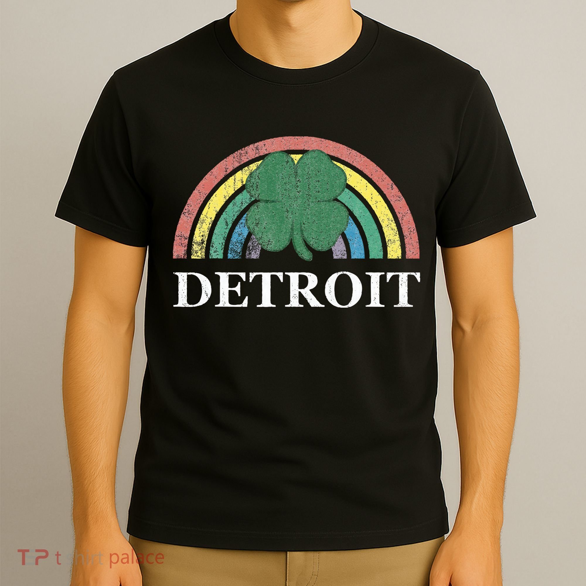 Detroit Shamrock St. Patrick's Day Rainbow Saint Paddy's T-Shirt