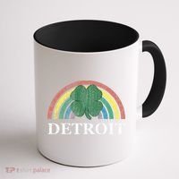 Detroit Shamrock St. Patrick's Day Rainbow Saint Paddy's Coffee Mug thumb 1