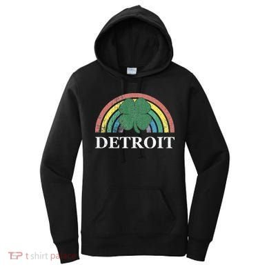 Detroit Shamrock St. Patrick's Day Rainbow Saint Paddy's Women's Hoodie