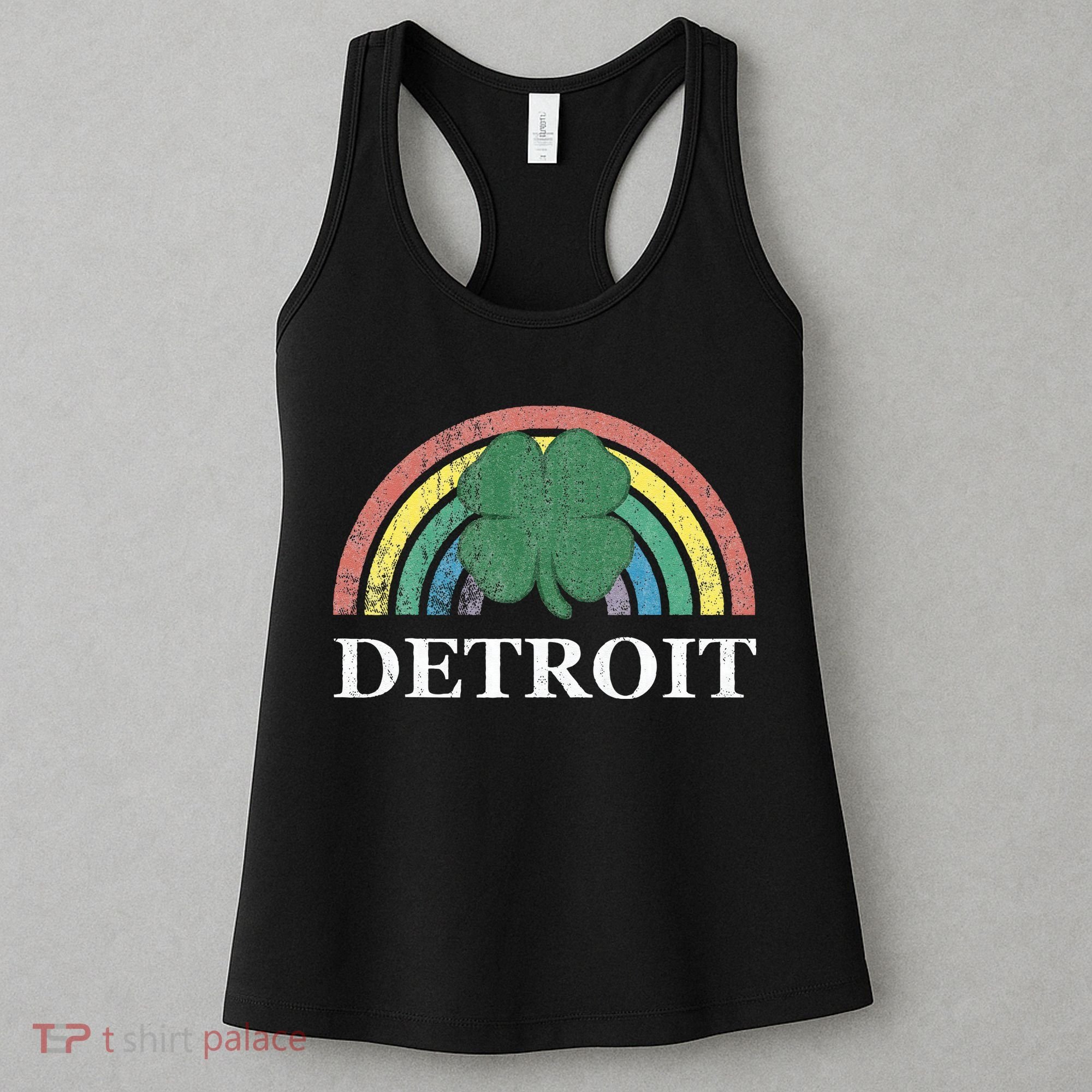 Detroit Shamrock St. Patrick's Day Rainbow Saint Paddy's Women's Tank Top