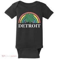Detroit Shamrock St. Patrick's Day Rainbow Saint Paddy's Baby Bodysuit thumb 0
