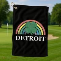 Detroit Shamrock St. Patrick's Day Rainbow Saint Paddy's Golf Towel thumb 1
