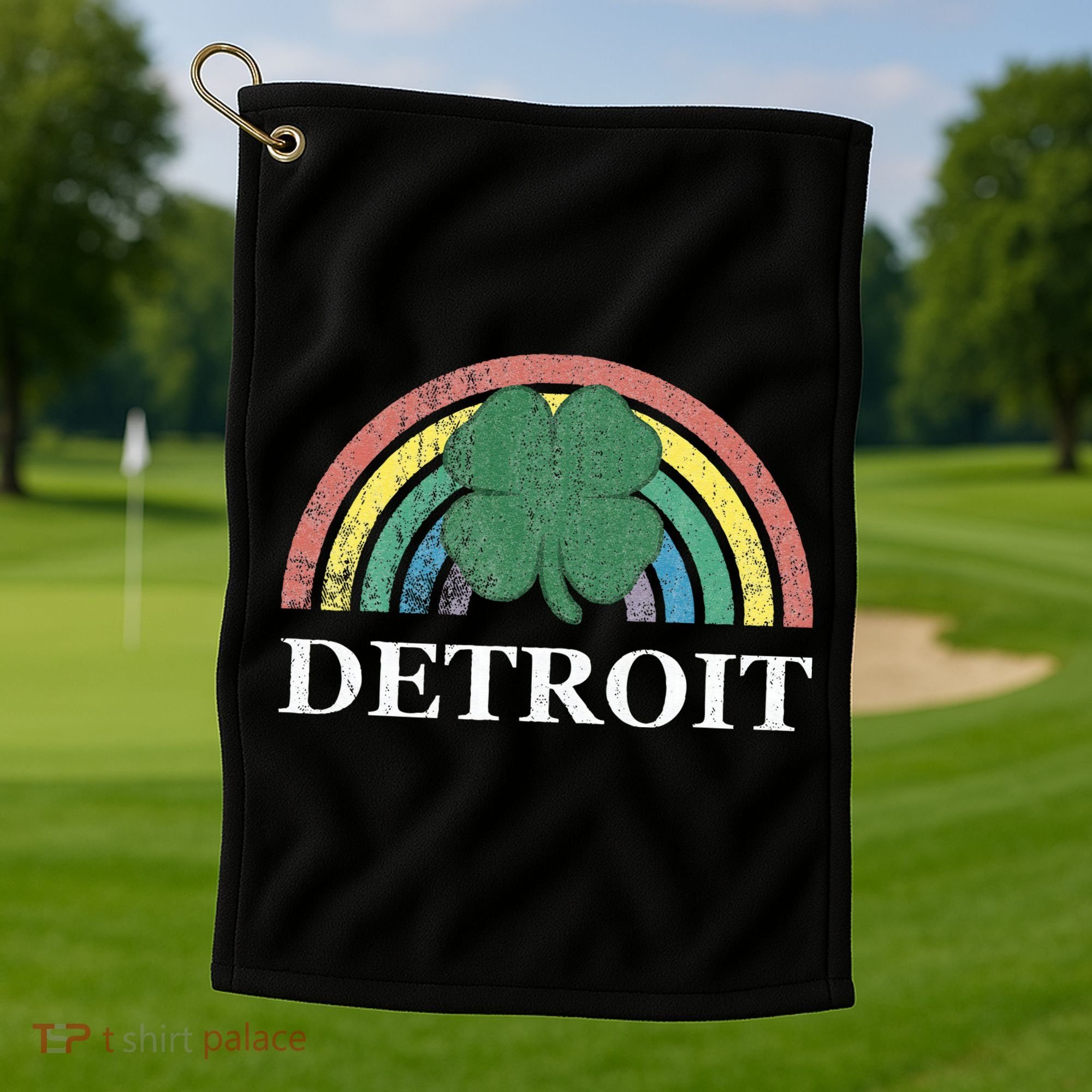 Detroit Shamrock St. Patrick's Day Rainbow Saint Paddy's Golf Towel