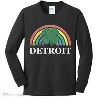 Detroit Shamrock St. Patrick's Day Rainbow Saint Paddy's Kids Long Sleeve Shirt thumb 0